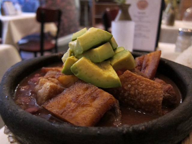 Avocados, plaintains, and beans top this beautiful Columbian dish from Dulce Vida Cafe in New York City