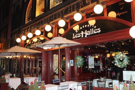 The exterior of Les Halles decked out and open for serving Christmas dinner in 2013