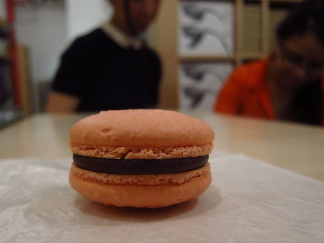 Image of a pink macaron available at Kee's Chocolate in NYC