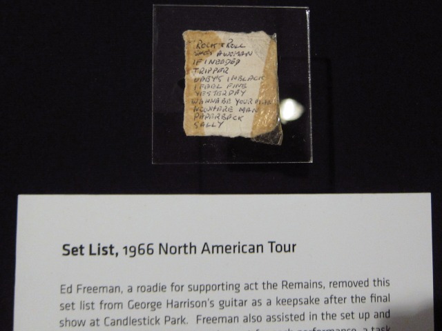 Image of an original Set list from The Beatles 1966 North American Tour