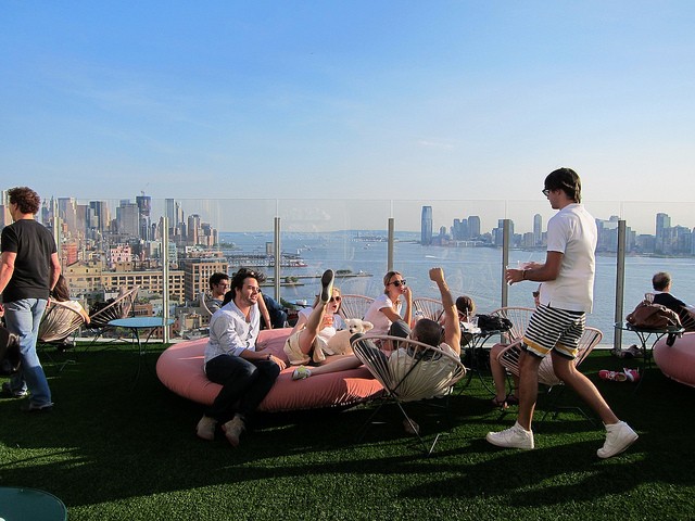 The view of New York City from the rooftop bar of La Bain at Standard Highline