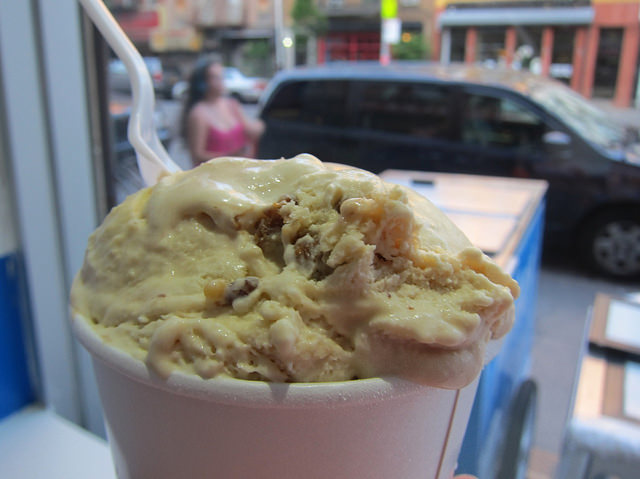 A scoop of Cool Runnings ice cream from NYC's newest ice cream parlor, Mikey Likes It.