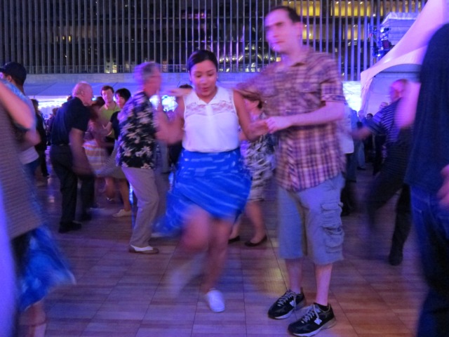A couple dances together at the annual lincoln center dance party