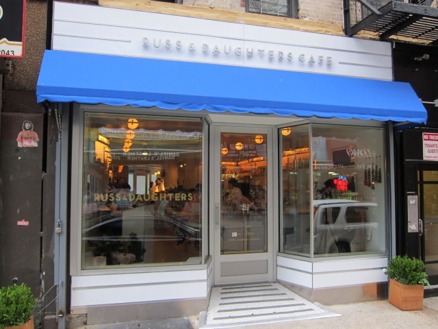 Outside of Russ & Daughters Cafe, located on Orchard Street