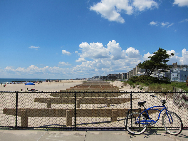 After a long bike ride to Rockaway Beach, you can lean your bike up against the fence and take in the beautiful ocean views