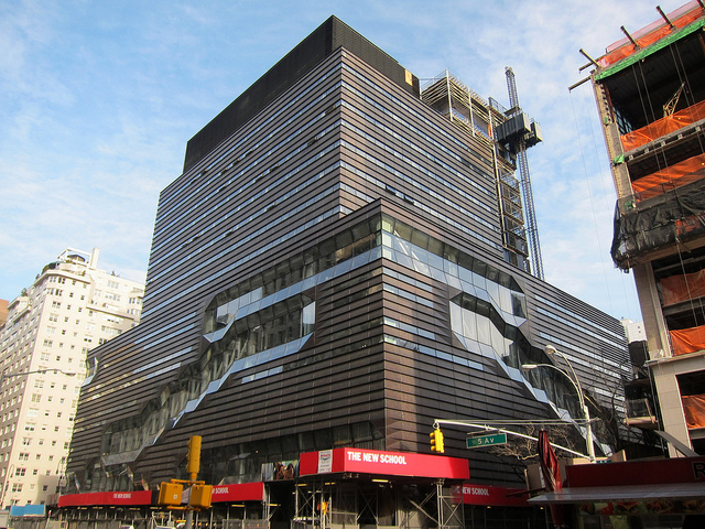A view of The New School's University Center, the focal point of the campus and neighborhood at 14th Street and Fifth Avenue.