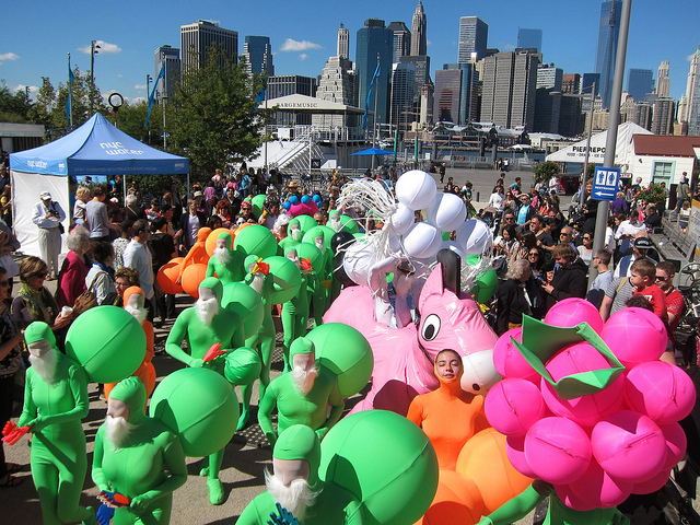 A group of people dressed in costume at the 2013 DUMBO Arts Festival