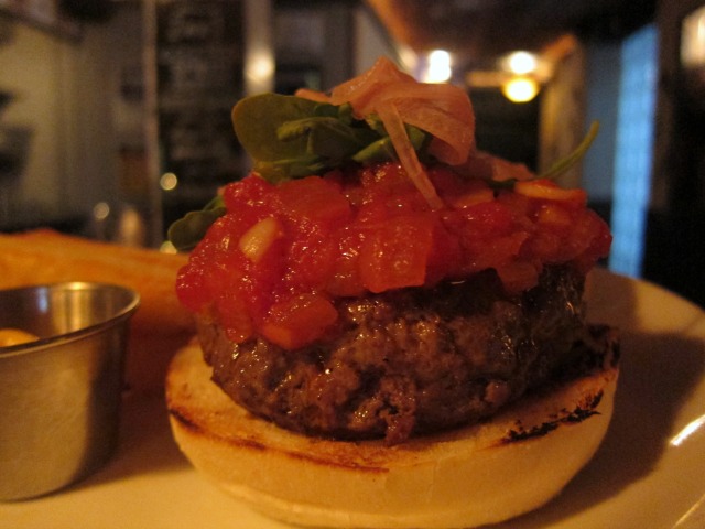 The 'Roo Burger, a specialty burger served at Burke & Wills in Manhattan