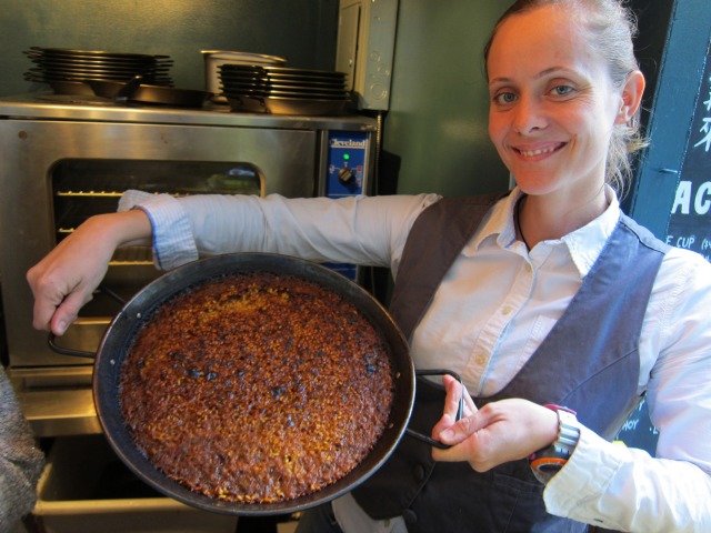 Paella served from Barraca, available at UrbanSpace's Garment District market.