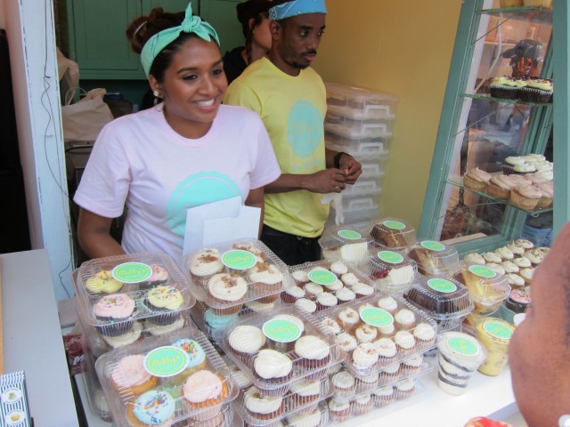 Colorful cupcakes and other sweet delights at Billy's Bakery. 