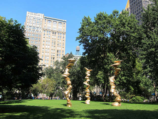 Tony Cragg's Walks of Life decorates the greens at Madison Square Park