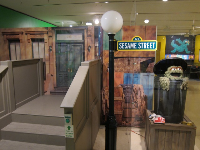 A recreation of the Sesame Street stoop at Lincoln Center's New York Public Library