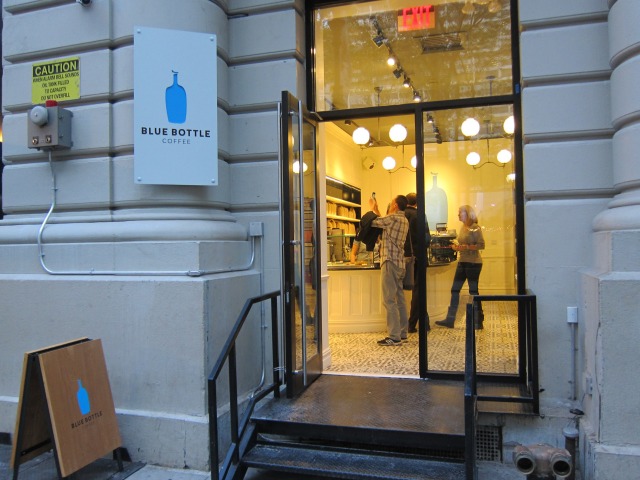 The entrance to Blue Bottle Coffee now located near Bryant Park