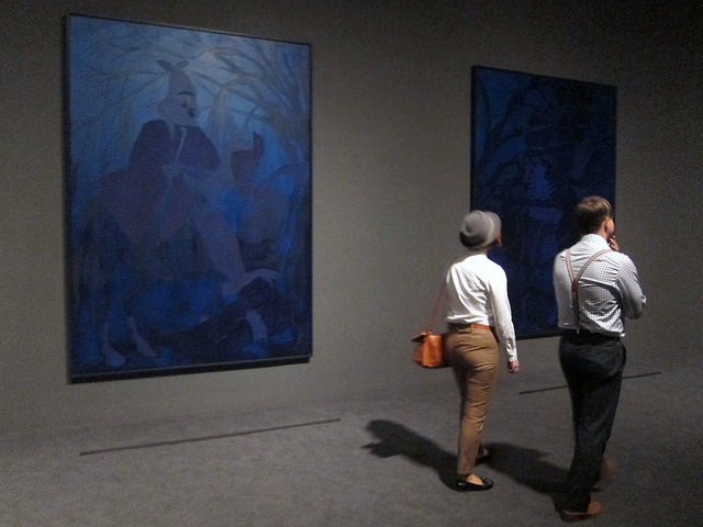 The dimly-lit "Night" exhibition by Chris Ofili