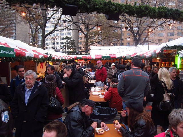 The food court at Columbus Circle's Holiday Market