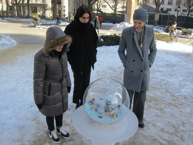 Paula Hayes Gazing Globes at Madison Square Park