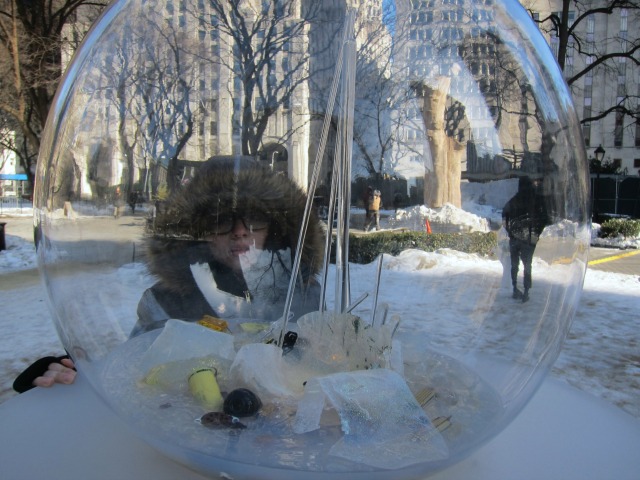 Paula Hayes Gazing Globes at Madison Square Park