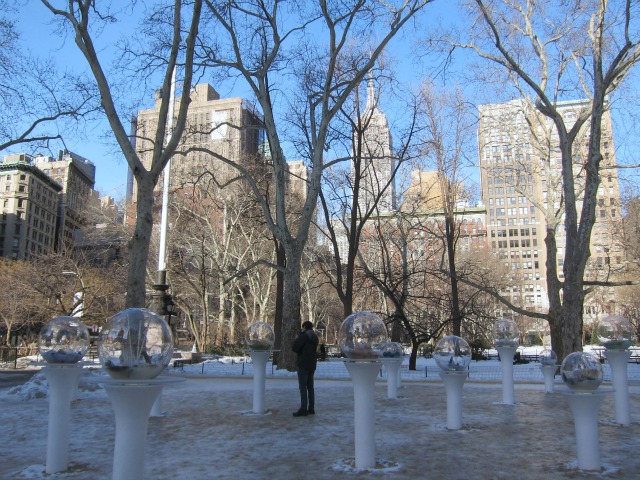 Paula Hayes Gazing Globes at Madison Square Park
