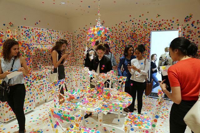 Visitors can walk into Yayoi Kusama's Obliteration Room at David Zwirner.