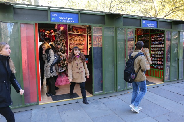 Holiday shopping at the Bryant Park Winter Village shops in NYC.