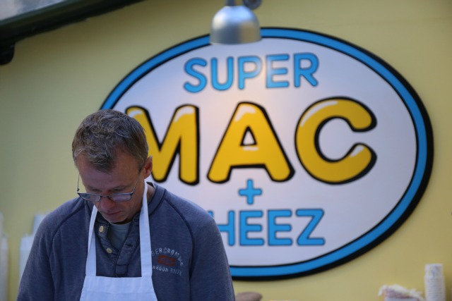 Super Mac + Cheez, a specialty foods booth at the Bryant Park Winter Village and Holiday Shops.