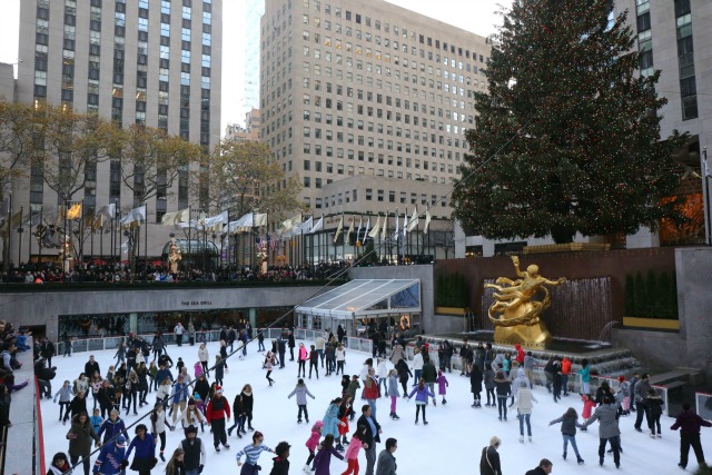 NYC ice skating at Rockefeller Center.