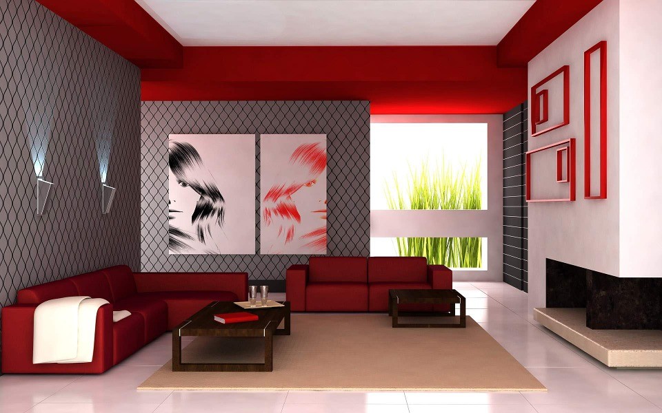 Room decorated with red 