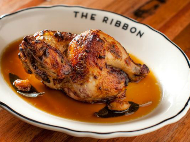 Spit-roasted Half-Amish Chicken at The Ribbon in NYC