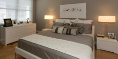 Interior view of a bedroom in The Bristol