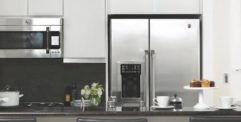 Interior view of kitchen including stainless steel appliances