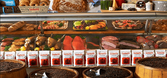 A counter display of fall food items and ingredients at Zabar's.