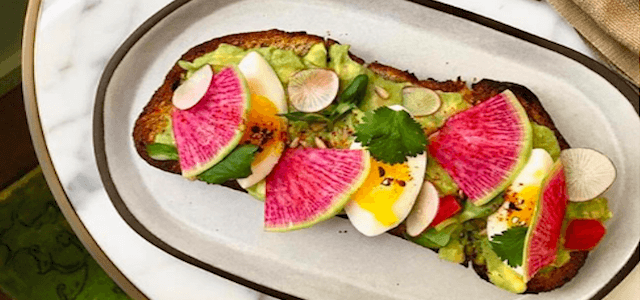 Avocado toast with radishes at The NoMad.