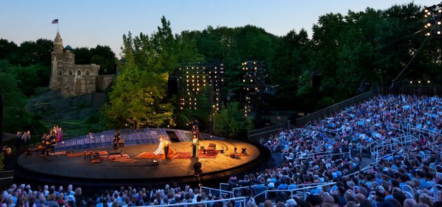 Audience gathered at Central Park's Shakespeare In The Park