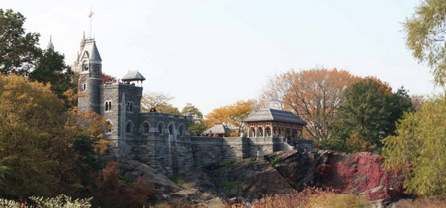 A skyline view of the Belvedere Castle in Central Park