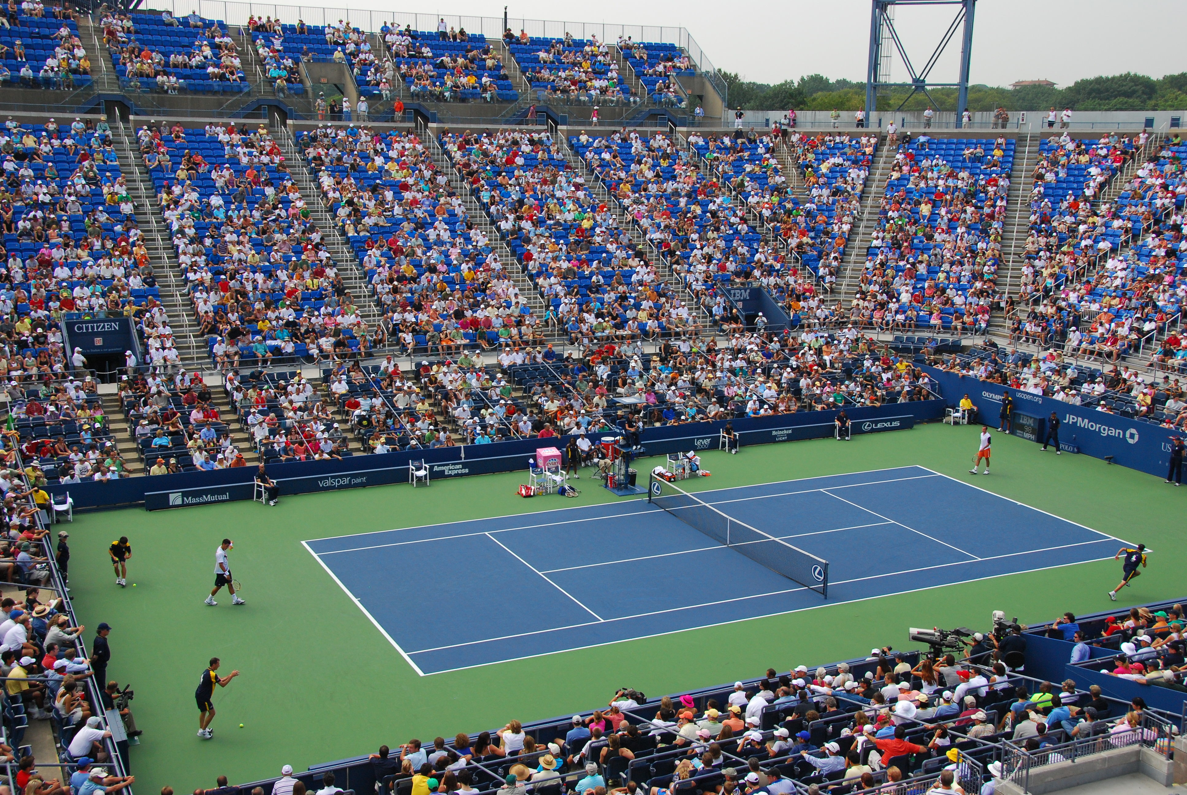 US open tennis stadium during a day match
