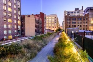 Sunset over the highland in downtown NYC