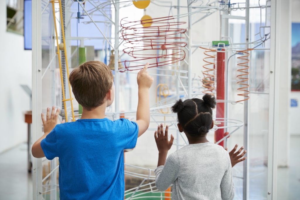 Two children in a museum