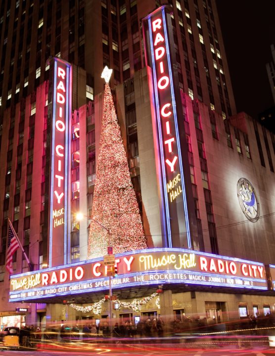 exterior shot of radio city hall 