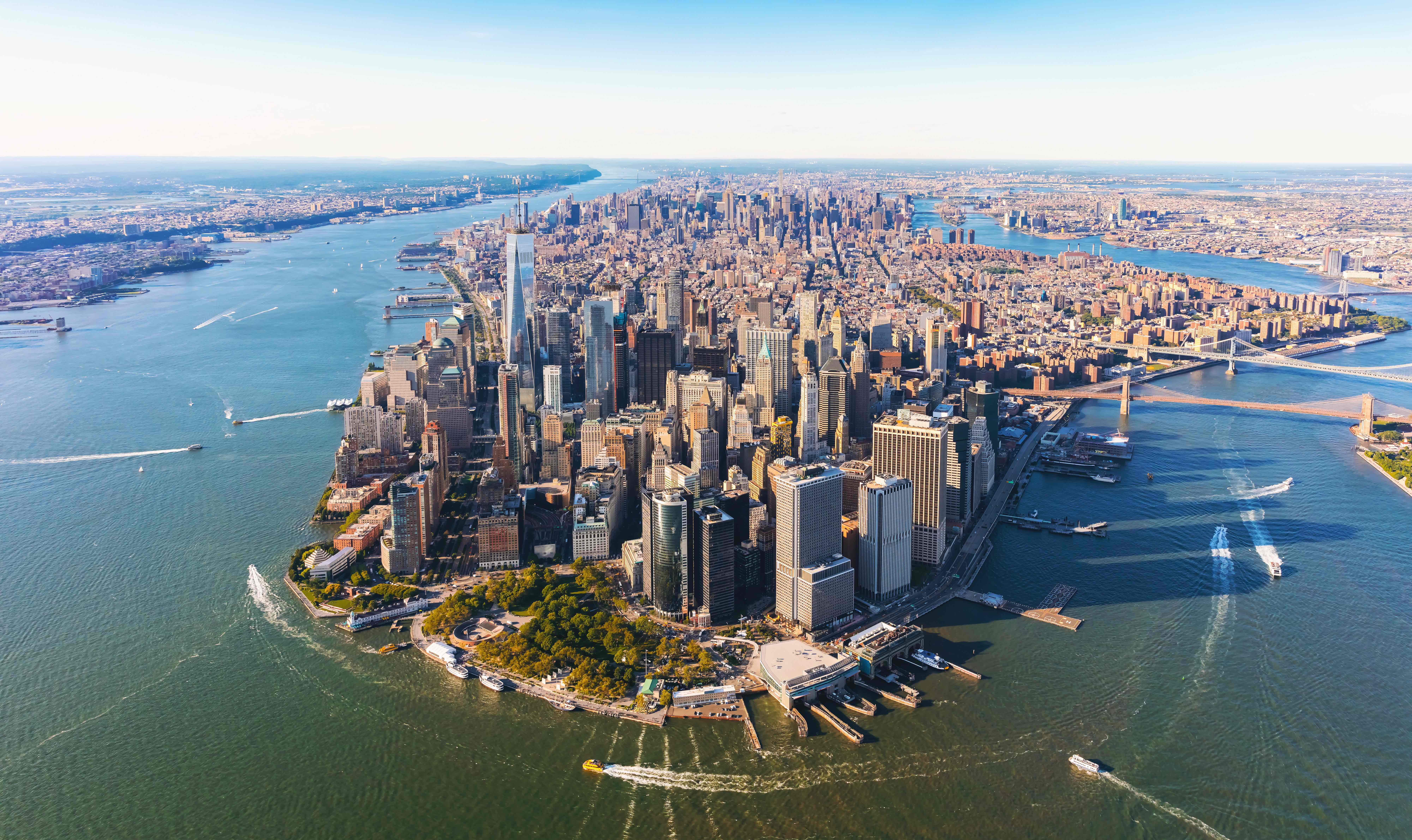 Aerial view of lower Manhattan New York City