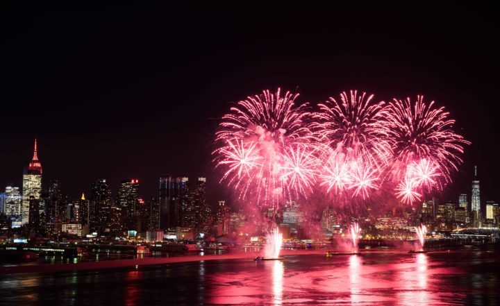 red fire works in nyc