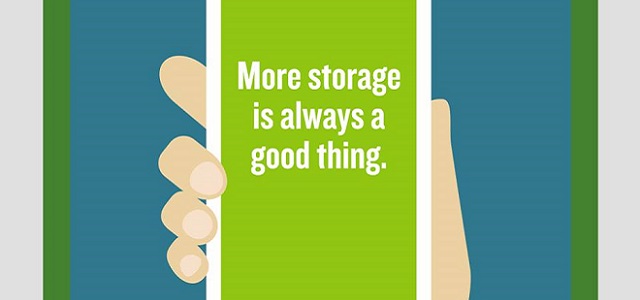 A cartoon iPhone being help by a hand with a motivational quote on storage and moving in New York City.
