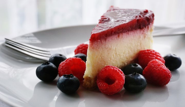 A plate of cheesecake and berries!