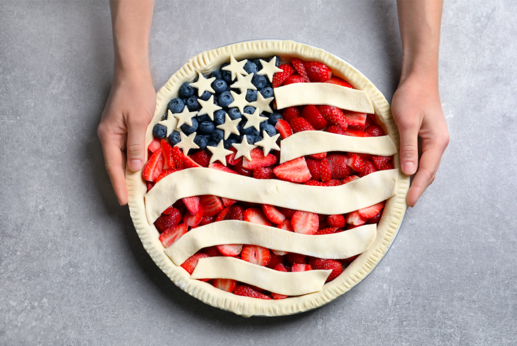 A pie featuring an american flag