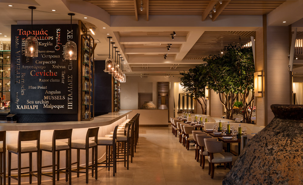 Interior image of Avra Madison greek restaurant.