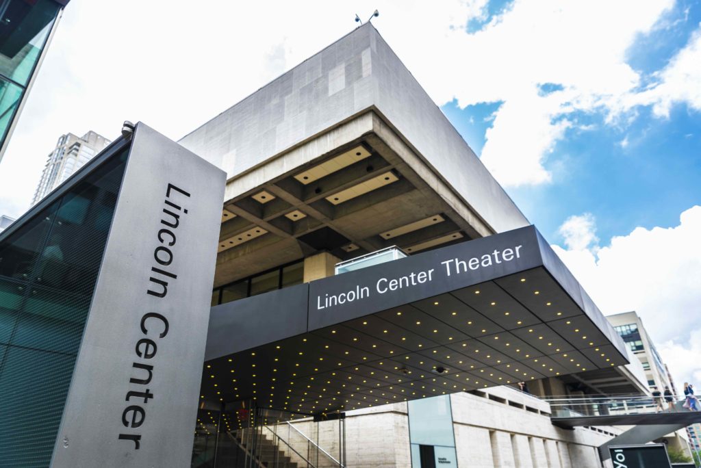 Close up photo of architecture of Lincoln Center Theater