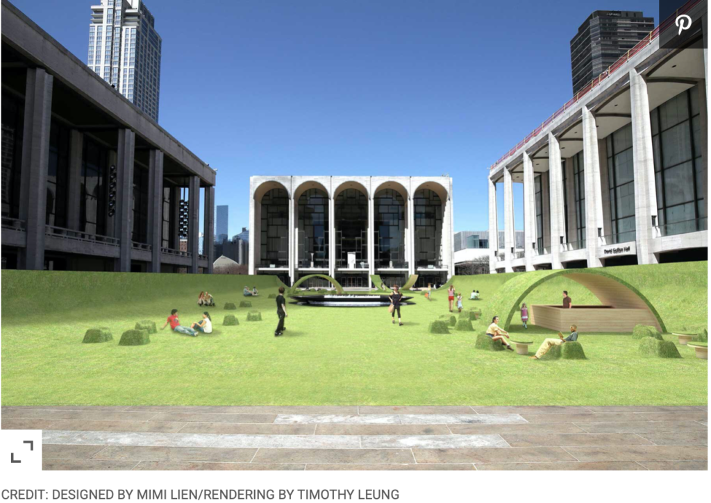 The new green front lawn of Lincoln Center