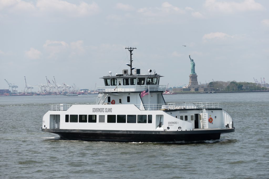 Governor's Island water ferry passing the Statue of Liberty