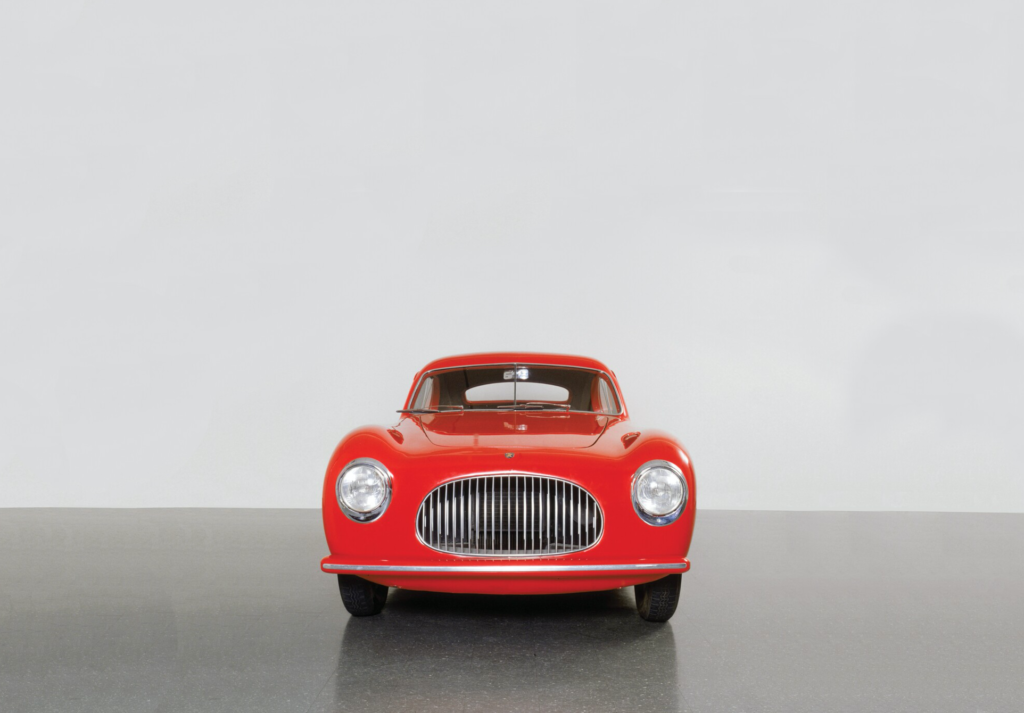 A red car in an empty gallery at MoMA museum