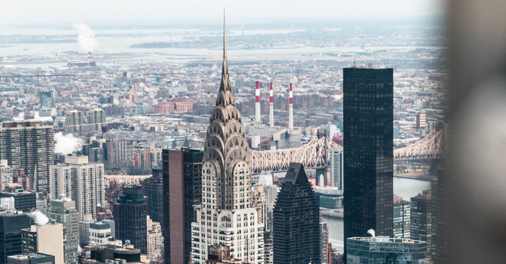 Aerial shot of NYC's Chrysler Building - Glenwood NYC