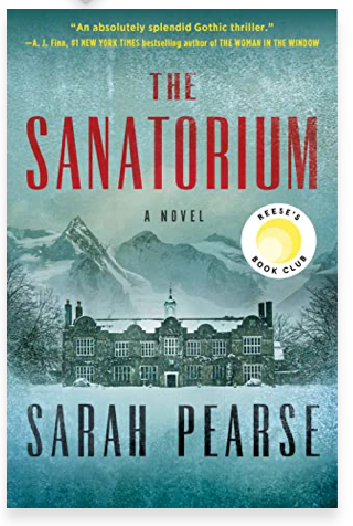 Novel cover of The Sanatorium featuring a building in the snowy Swiss alps
